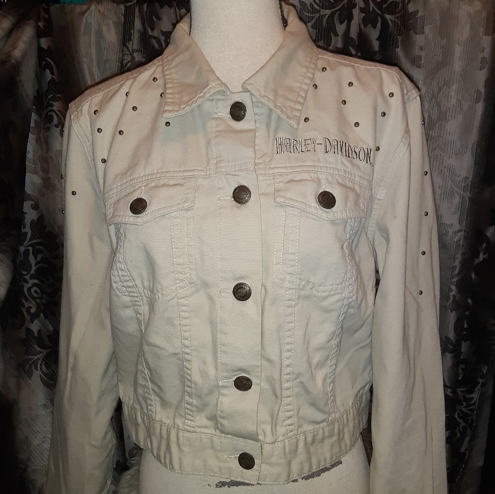 Harley's Davidson khaki camo Jean jacket